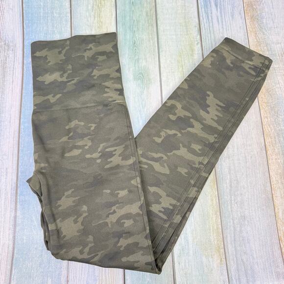 SPANX Seamless Leggings Green Camo Large Look At Me Now High Waisted Pants - Picture 2 of 4
